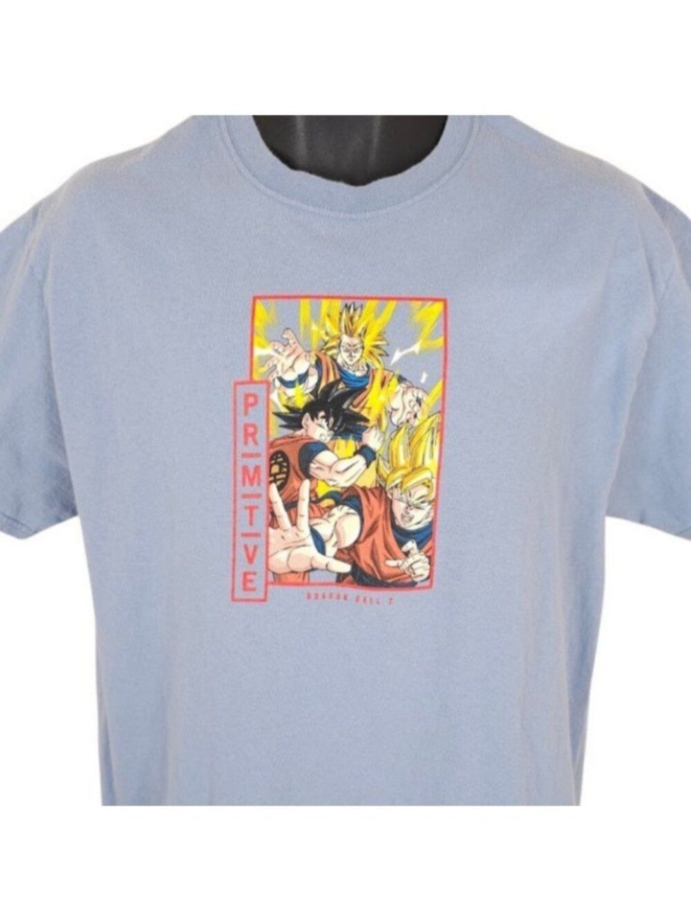 Dragon Ball Z T Shirt Mens Size Large Blue Japanese Anime Goku Primitive Skate